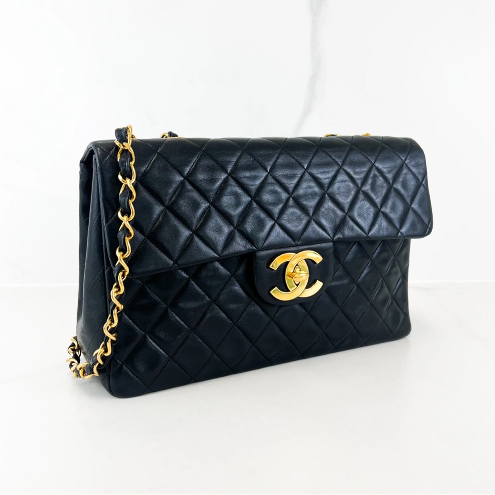 Chanel Black Lambskin Quilted MAXI